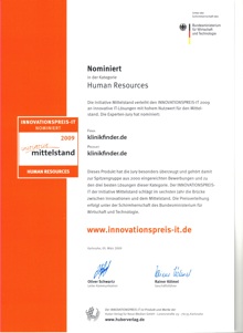 Urkunde Innovationspreis-IT
